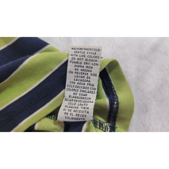 Vintage Y2K Mudd Striped Polo Top Short Sleeve Navy Blue Green Collared Tee Sz M - Picture 9 of 12